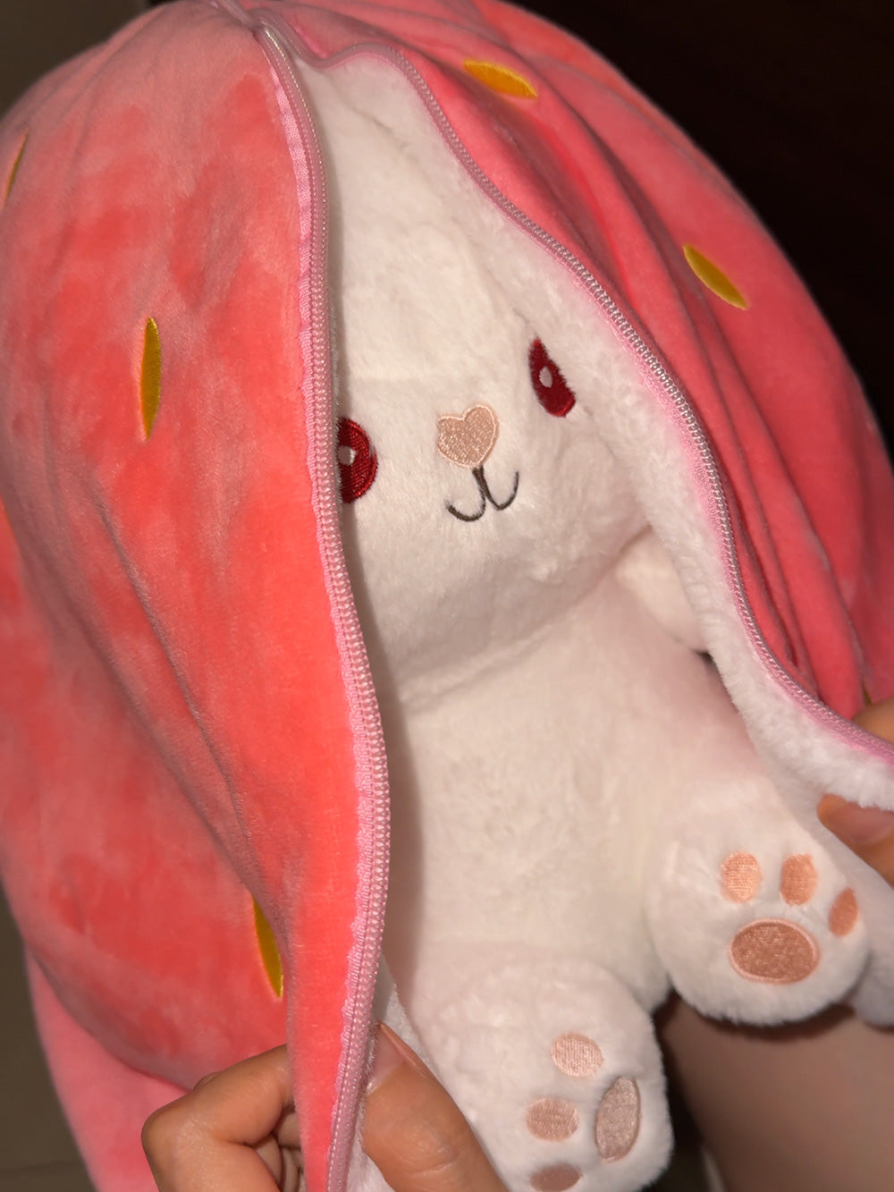 Strawberry turns into a rabbit doll | Plush toy Sleeping pillow for girl