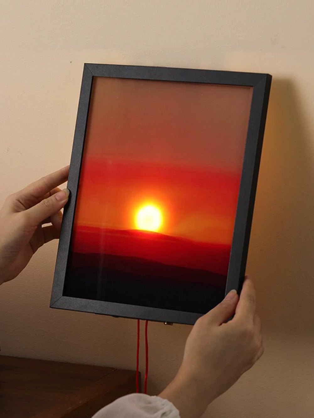 Kinetic Sunrise Sunset Hand Pulled Wall Lamp - Adjustable Dual Rope Night Light - Bedroom Decorative Lighting