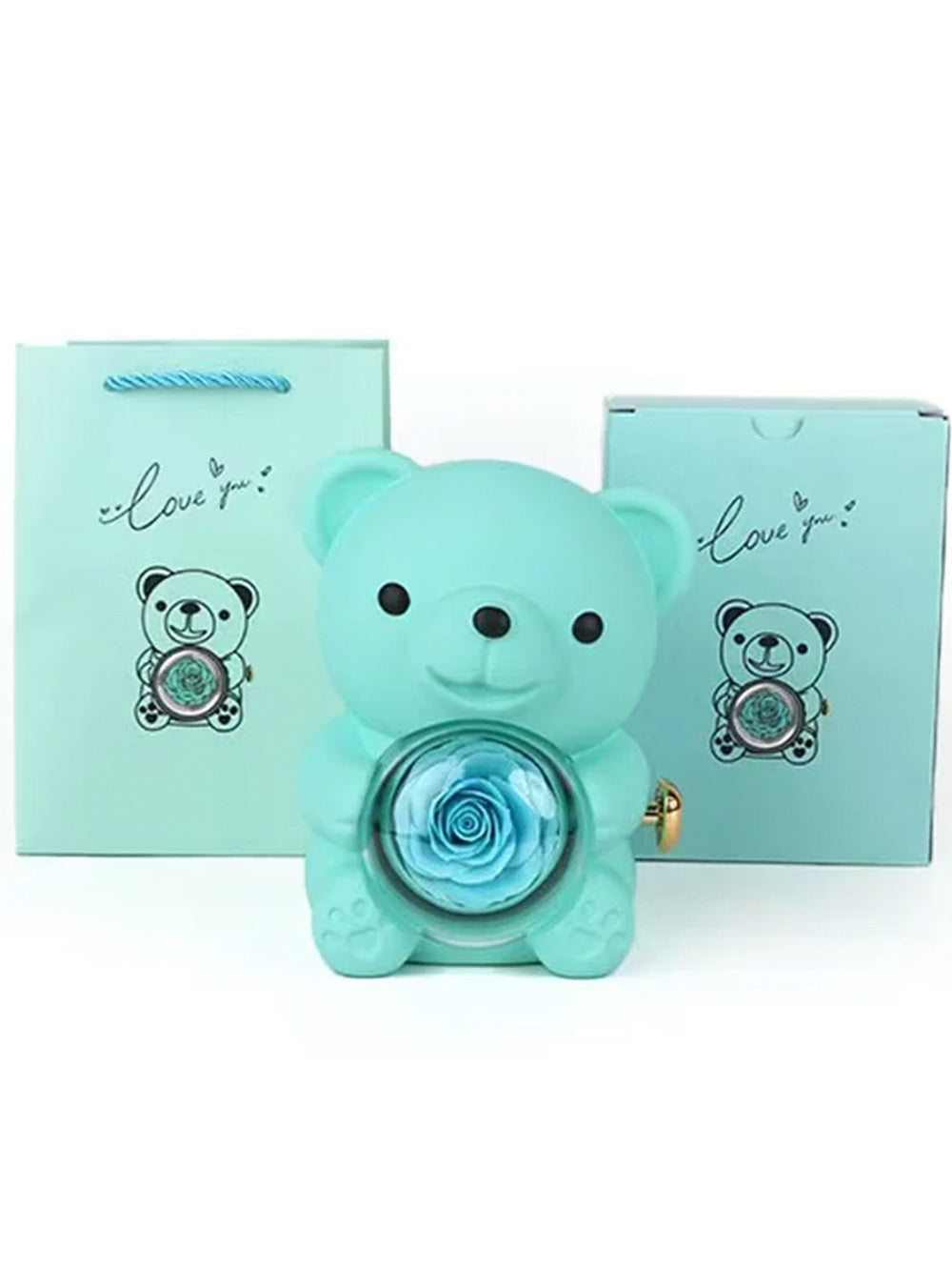 Valentine's Day confession jewelry box, high - value huggable bear, rose and ring gift set
