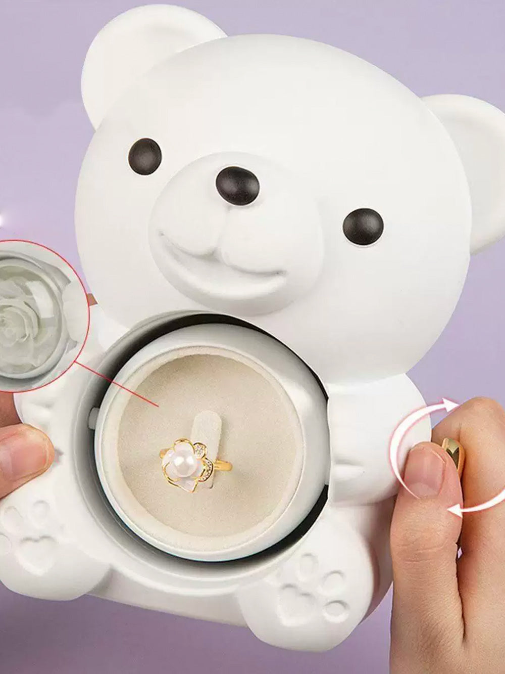 Valentine's Day confession jewelry box, high - value huggable bear, rose and ring gift set