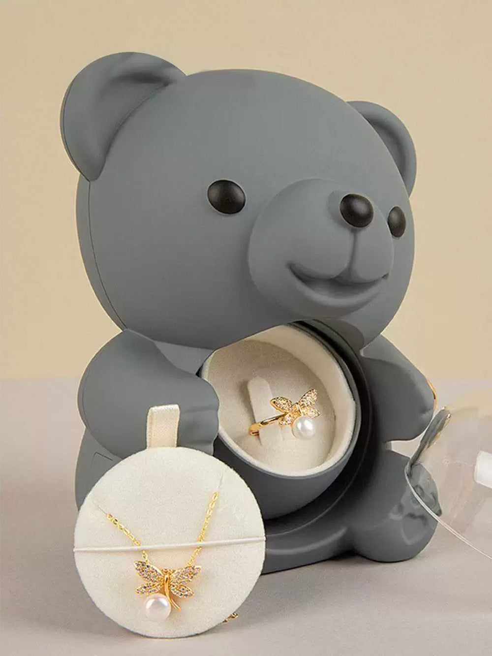 Valentine's Day confession jewelry box, high - value huggable bear, rose and ring gift set