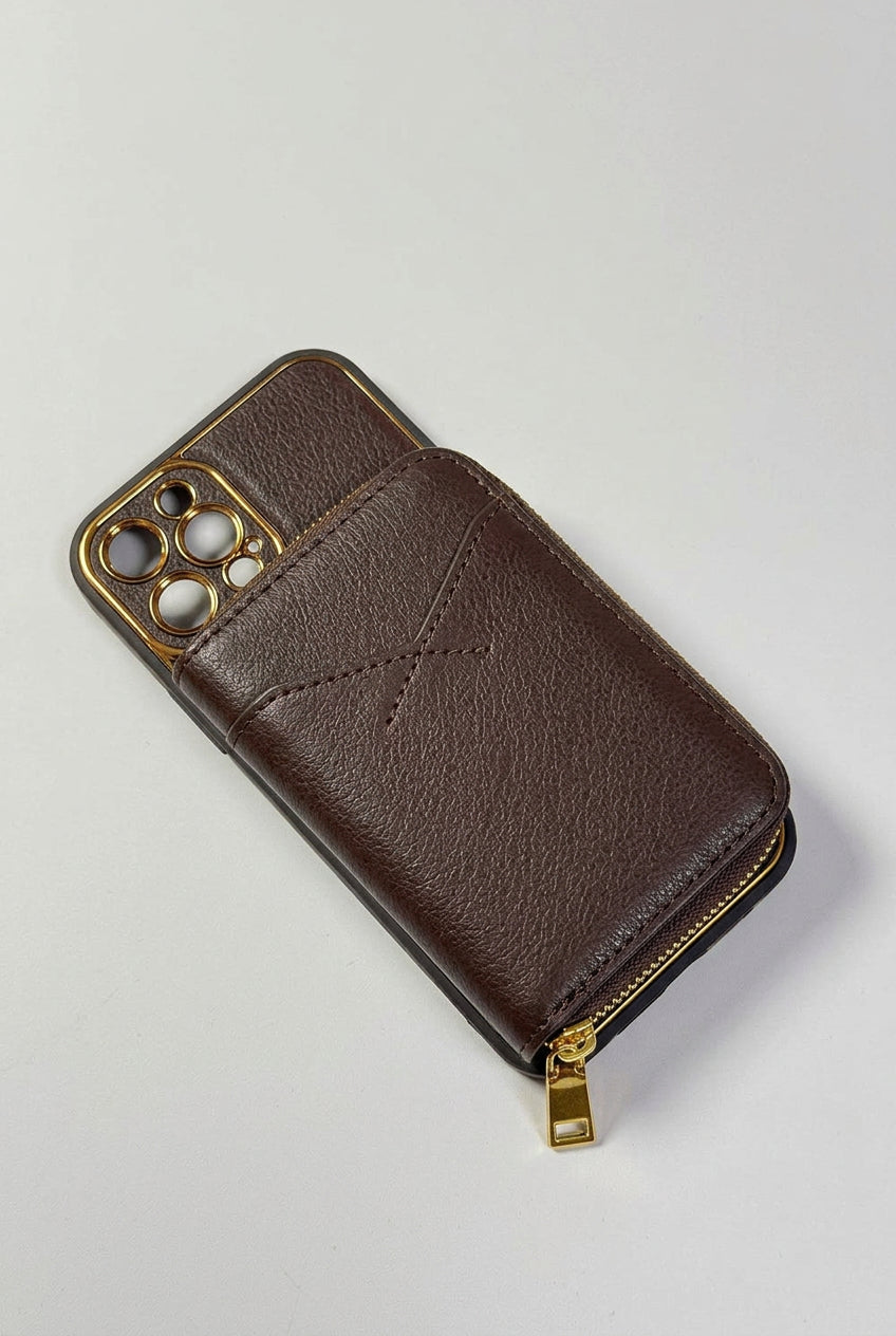 Brown iPhone case 2004 Large | Accordion card holder (subject to the video)