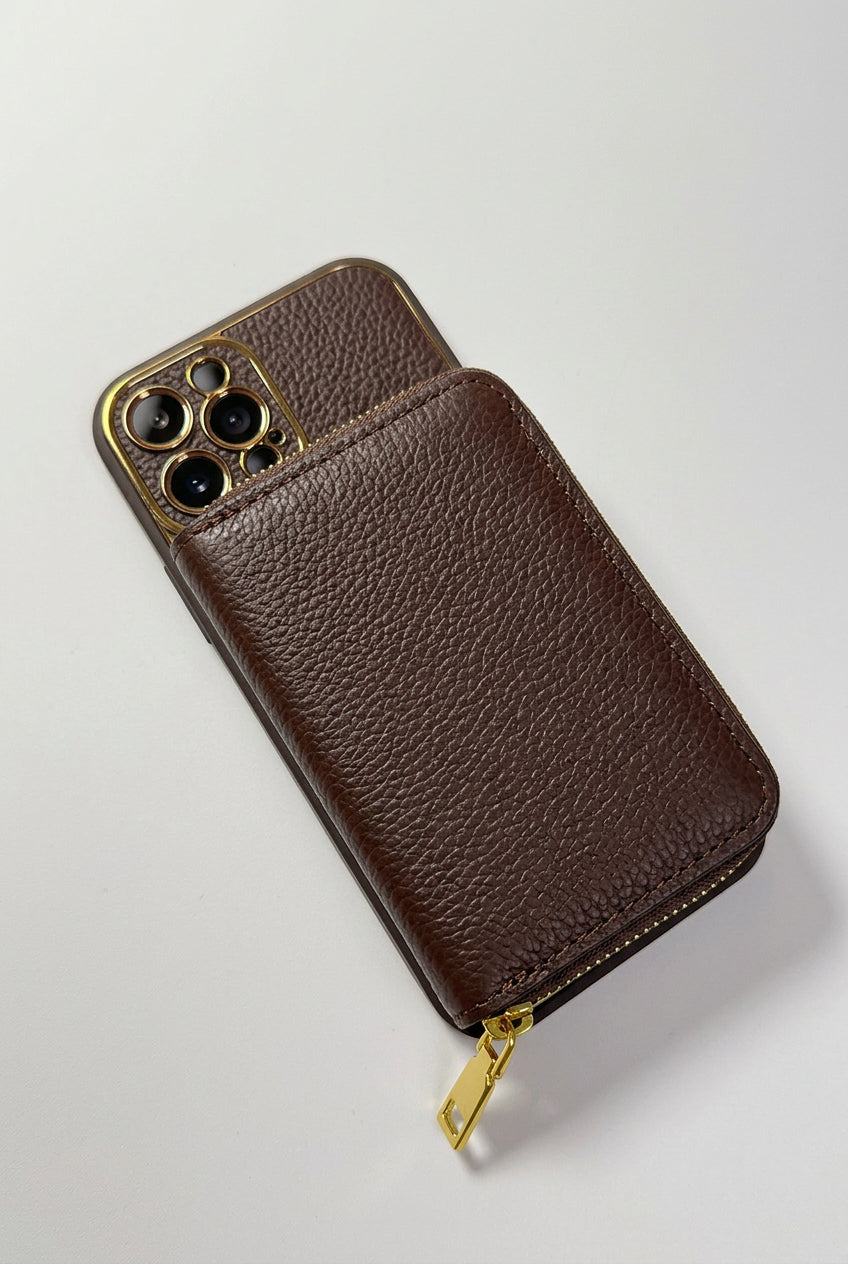 Brown iPhone case 2004 small | Accordion card holder (subject to the video)